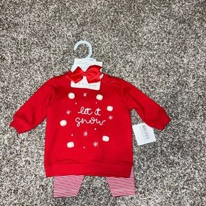Baby Girls Let it Snow Long Sleeve Top & Stripe Leggings Set 3M
